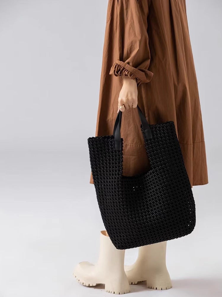 Global Limited-Hand-woven Oversized Leather Tote, Leather Shoulder Bag Handbag