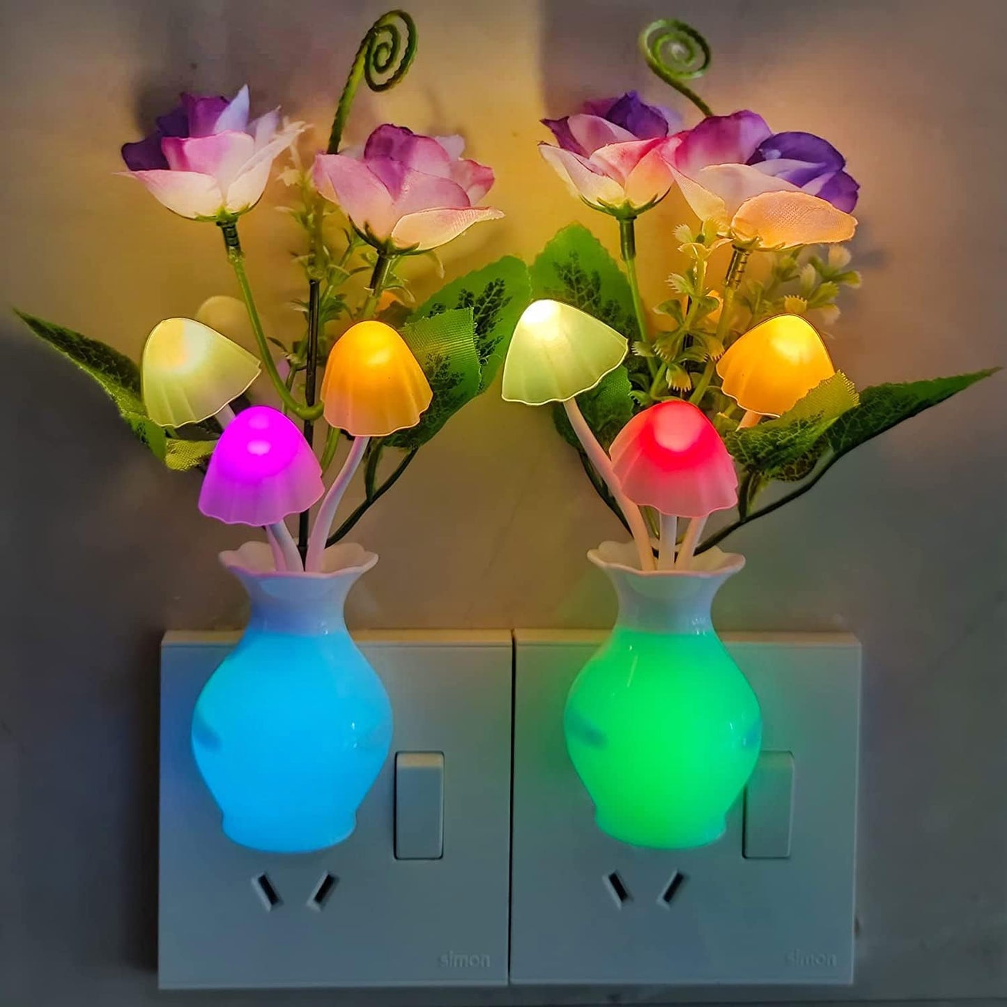 LED Flowers and Mushrooms Colorful Night Lights - Make Your Room Cozy