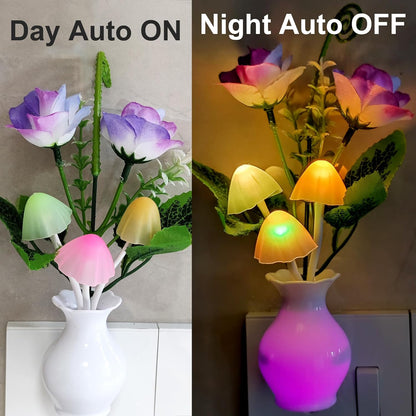 LED Flowers and Mushrooms Colorful Night Lights - Make Your Room Cozy