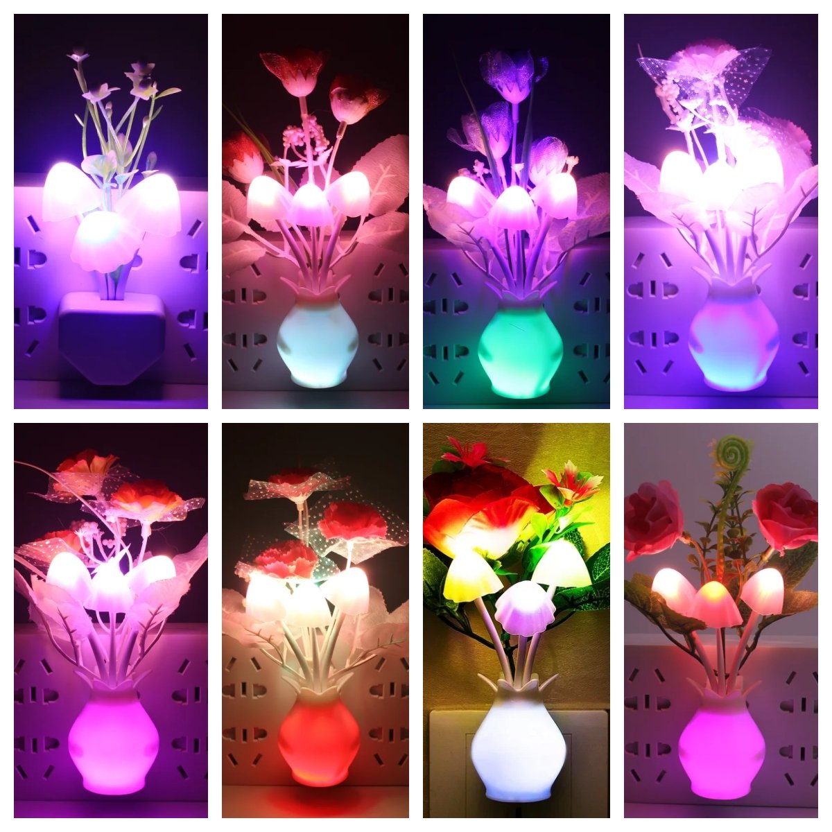 LED Flowers and Mushrooms Colorful Night Lights - Make Your Room Cozy