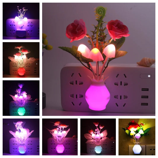 LED Flowers and Mushrooms Colorful Night Lights - Make Your Room Cozy