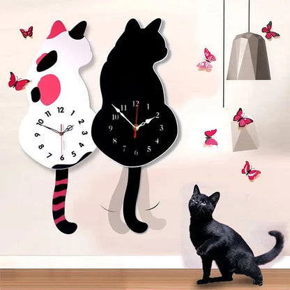 Cat Tail Wagging Wall Clock