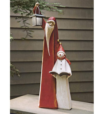 Santa And Snowman Sculpture