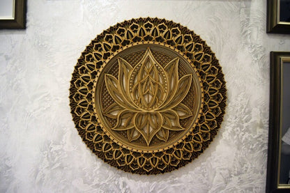 🎁-Lotus Flower Elegant Wooden Mandala