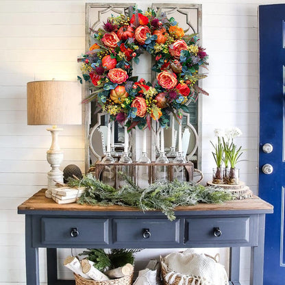 🔥Last Day 49% OFF🔥Fall Peony and Pumpkin Wreath - Year Round Wreath