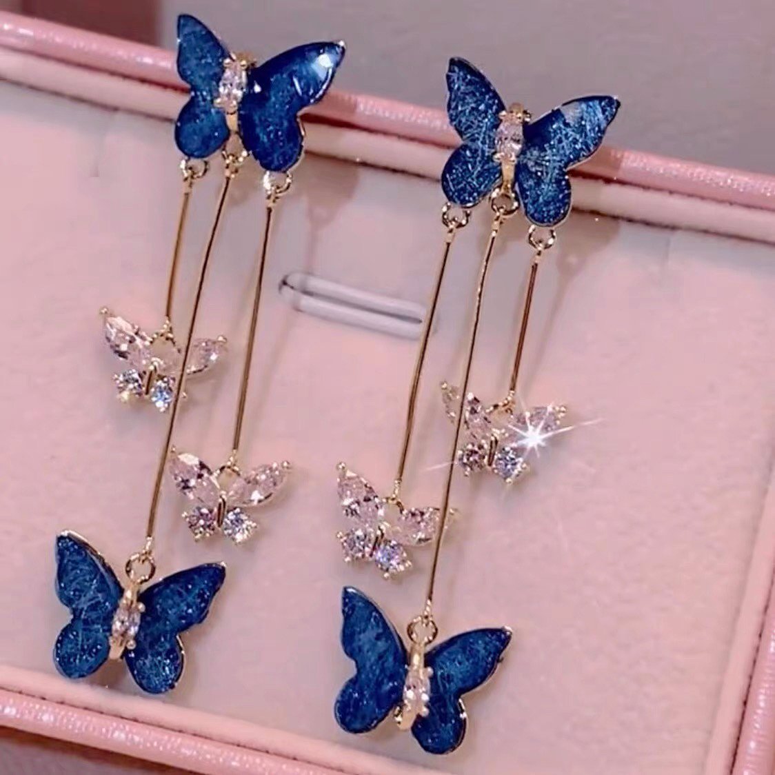 2024 new designs Crystal Butterfly Tassel Earrings