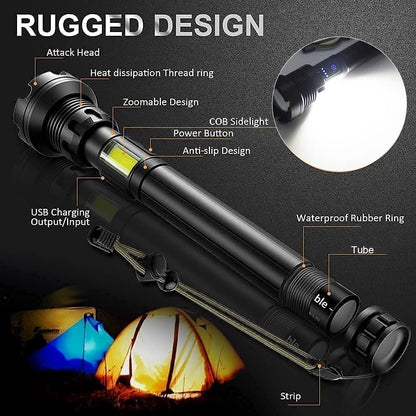 LED Rechargeable Tactical Laser Flashlight High Lumens-Buy 2 Free Shipping