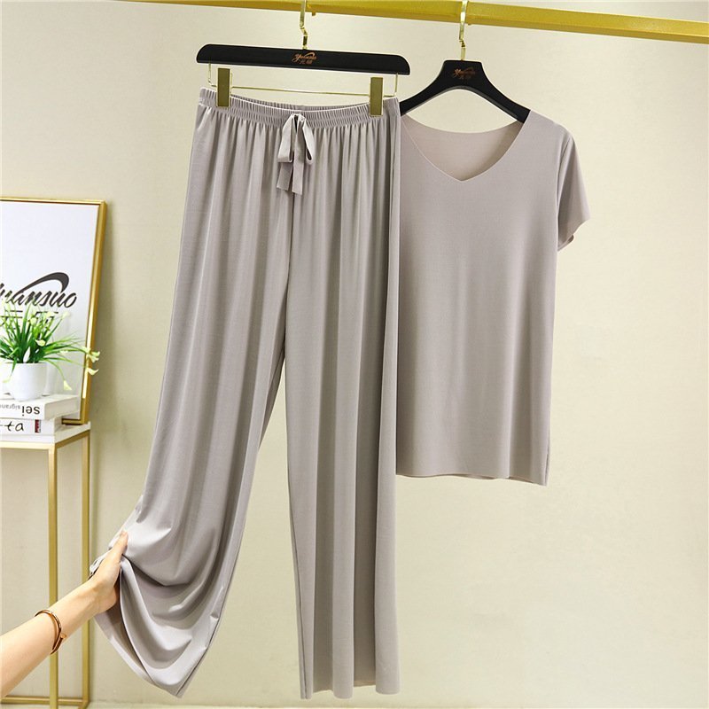 2024 New Design Soft and comfortable ice silk short-sleeved T-shirt two-piece set