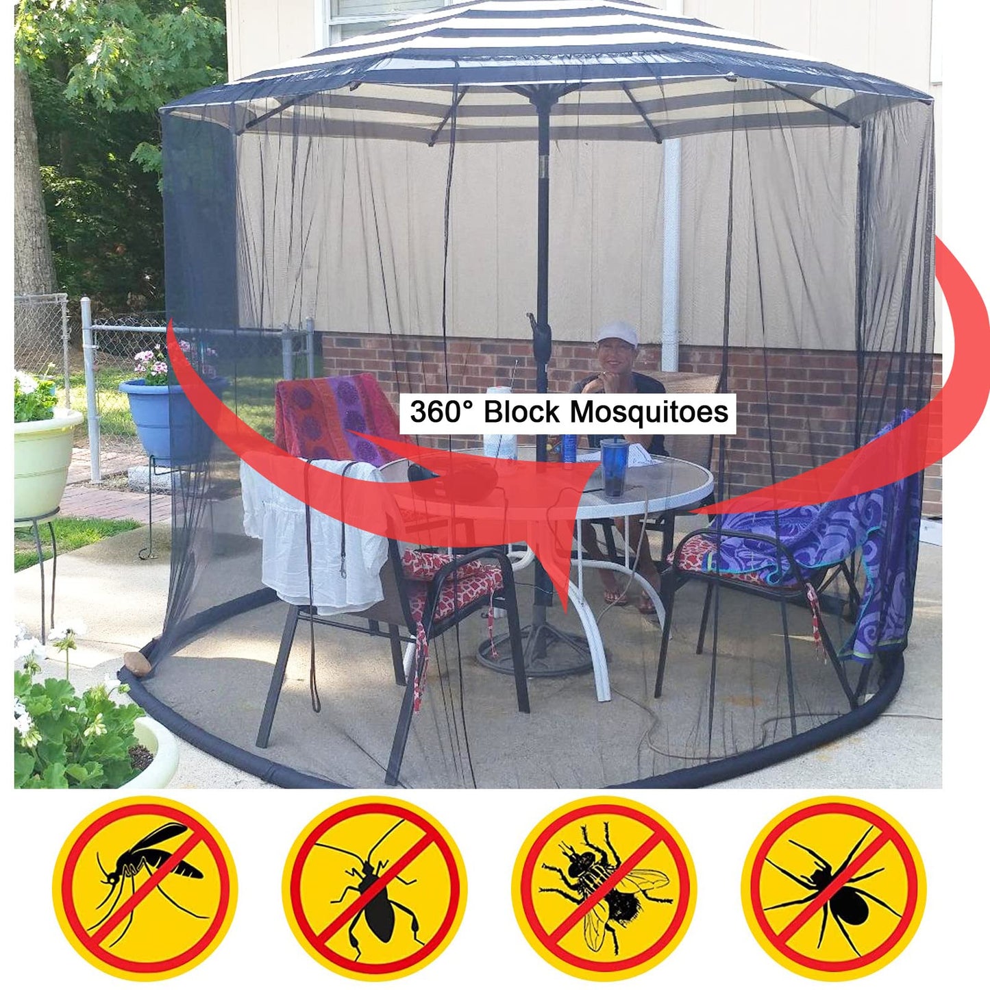 7.5-10 FT Patio Umbrella Mosquito Net