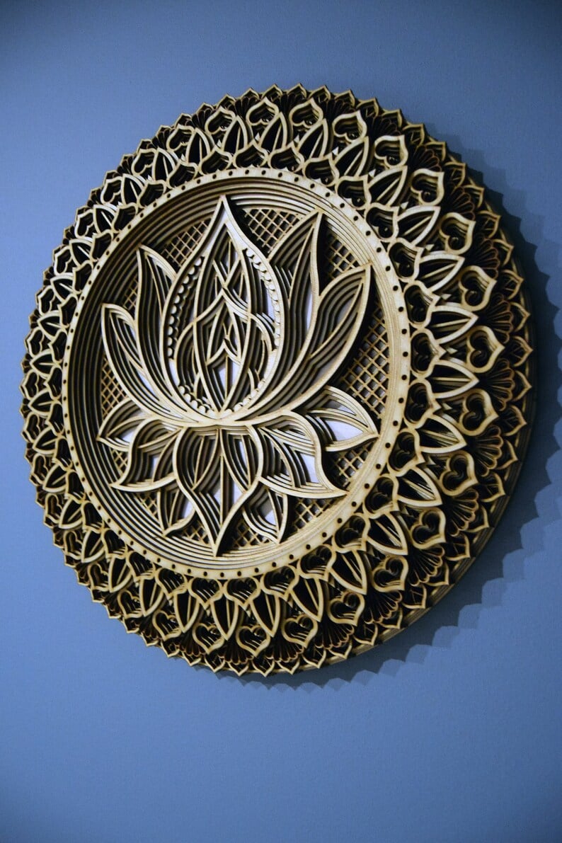 🎁-Lotus Flower Elegant Wooden Mandala