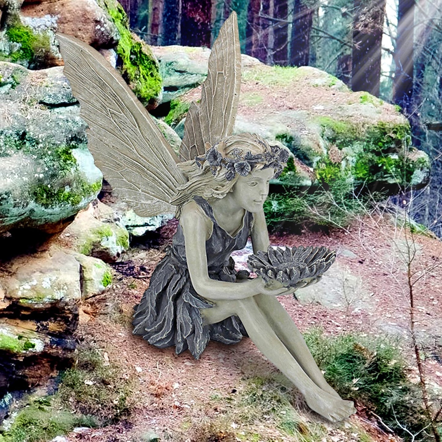 A statue of a garden fairy