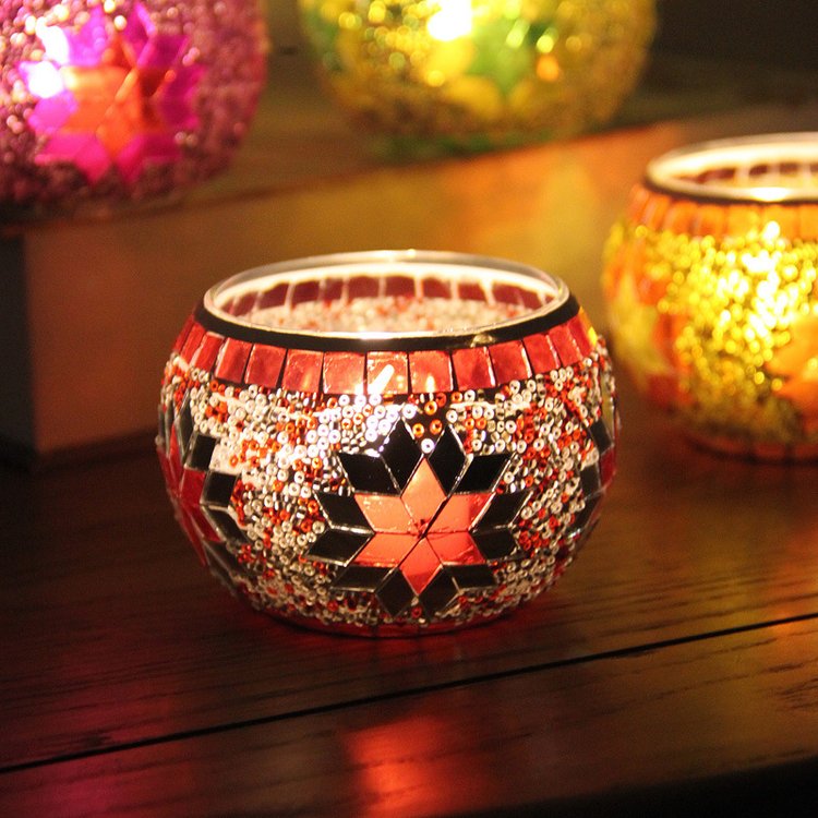 Mosaic glass candlestick European retro ornaments