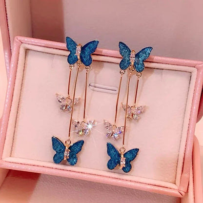 2024 new designs Crystal Butterfly Tassel Earrings