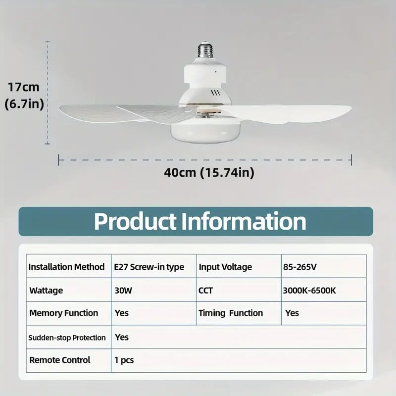 2024 New 2-IN-1 PORTABLE CEILING FAN & LIGHT with Remote Control