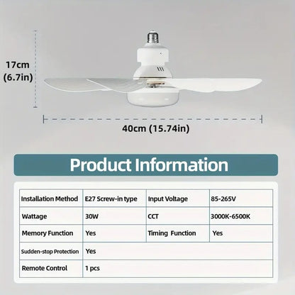 2024 New 2-IN-1 PORTABLE CEILING FAN & LIGHT with Remote Control