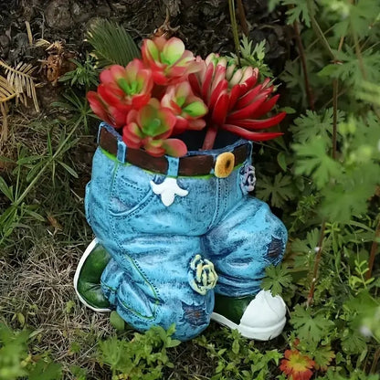 Creative flower pot jeans resin material