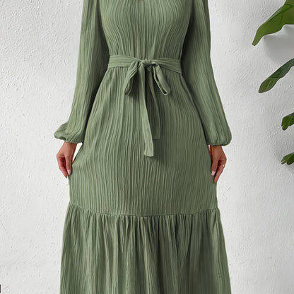 Long sleeve belted maxi dress