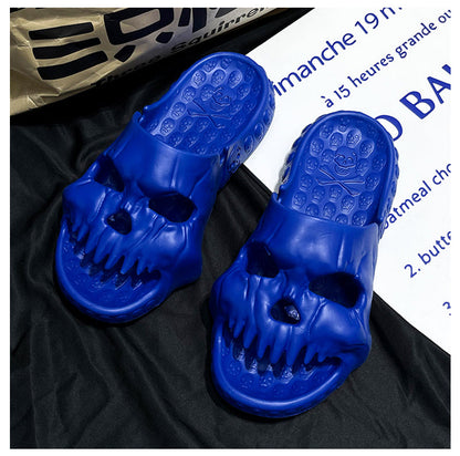 🔥Early Halloween Promotion -68% OFF Skull Design Hollow Slippers, Blue Outdoor EVA Slippers