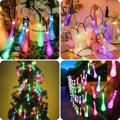 🌟8 Modes Solar Water Drop String Lights - 💐For Indoor Outdoor Decoration