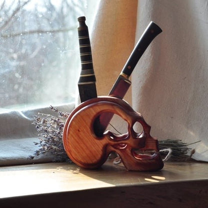 Handmade Resin Skull Knife Holder