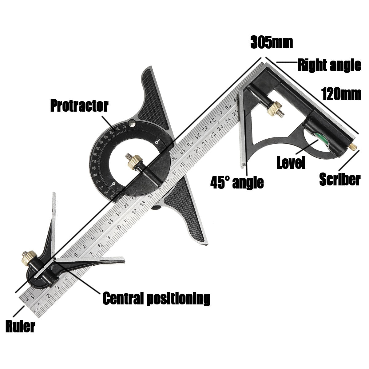 2024 New Multifunctional Combination of Movable Angle Ruler Set