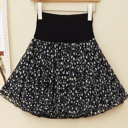 Pleated sarongchiffon floral skirt