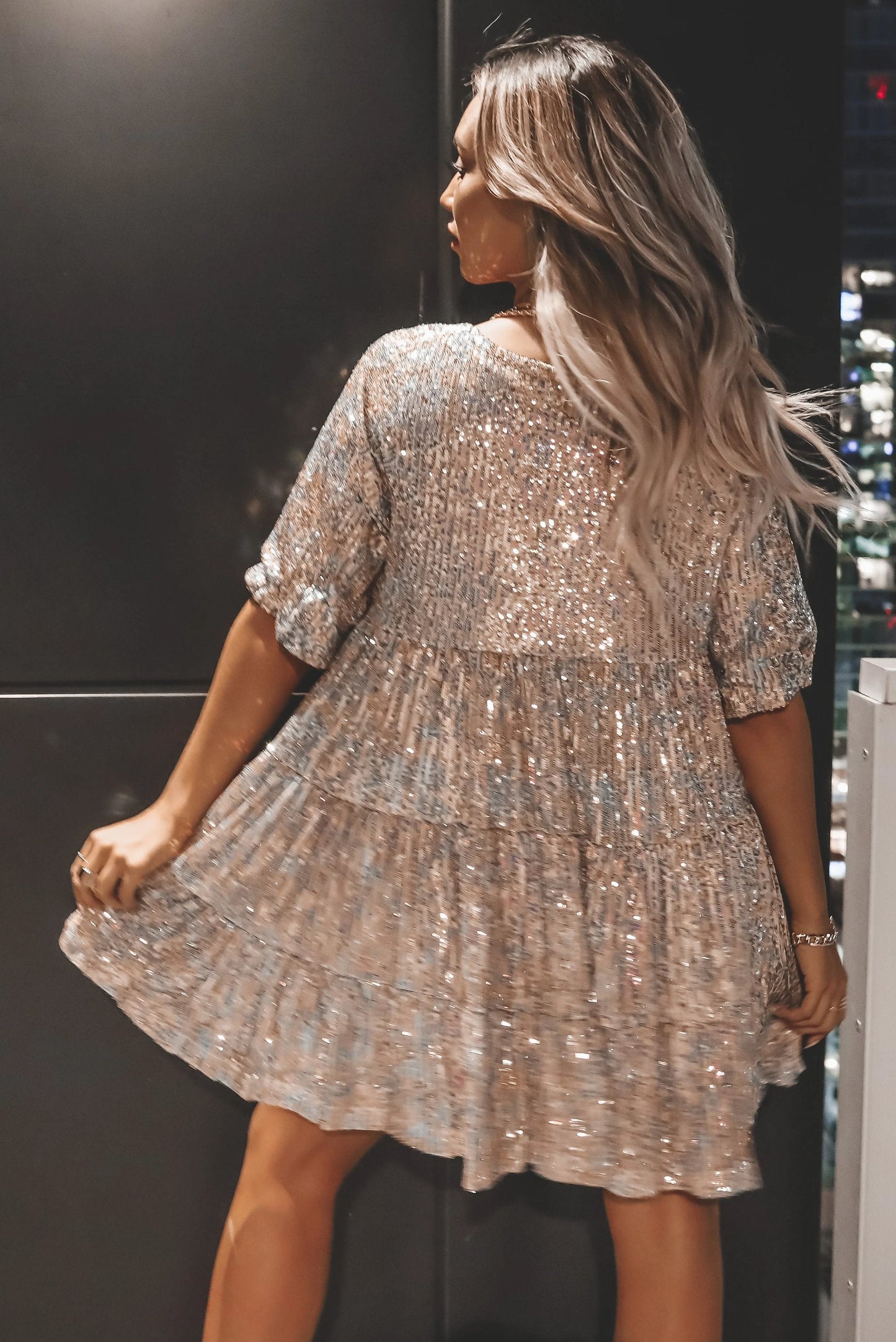 ✨Sequin Baby Doll Dress