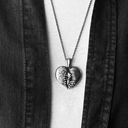 Heart of Hell Ripped Skull Necklace