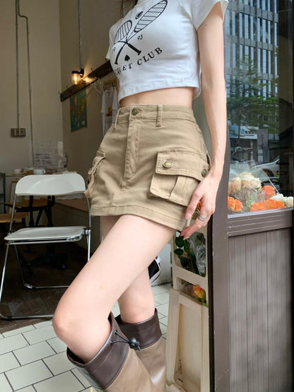 2024 new ins style street solid color low waist slim hip skirt