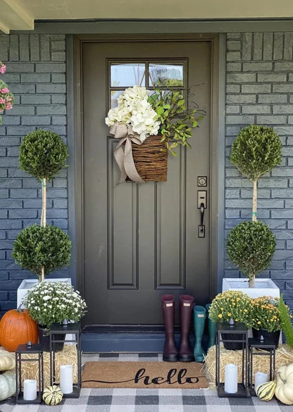 🎁🔥Last Day Promotion -50% OFF💐Cream Hydrangea Door Hanger Basket Wreath