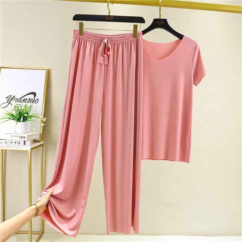 2024 New Design Soft and comfortable ice silk short-sleeved T-shirt two-piece set