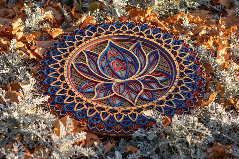 🎁-Lotus Flower Elegant Wooden Mandala