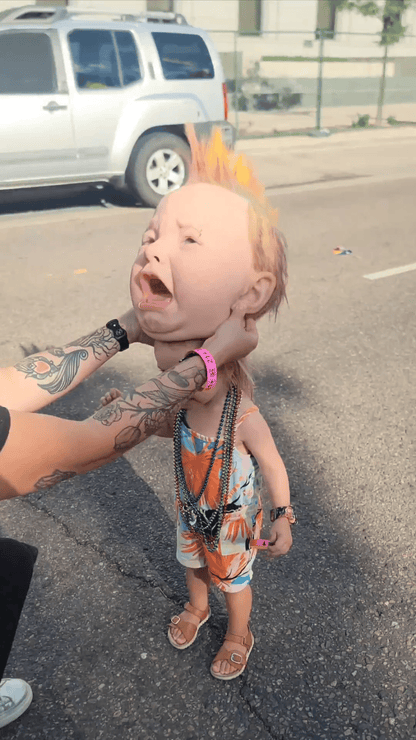 🎃2024 Halloween Hot Sale🔥Creepy and hilarious Latex Head Masks (Crying punk baby)