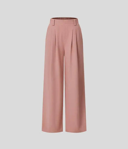 2024 High Waisted Plicated Side Pocket Wide Leg Waffle Casual Pants