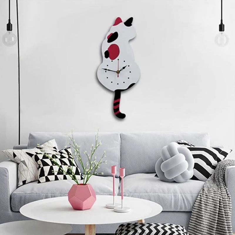 Cat Tail Wagging Wall Clock