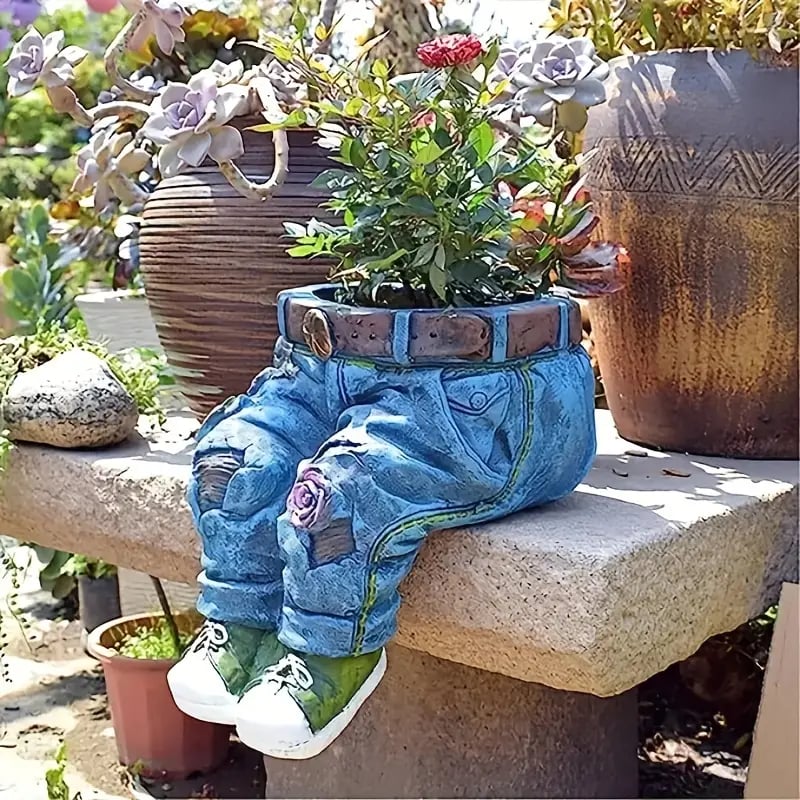 Creative flower pot jeans resin material