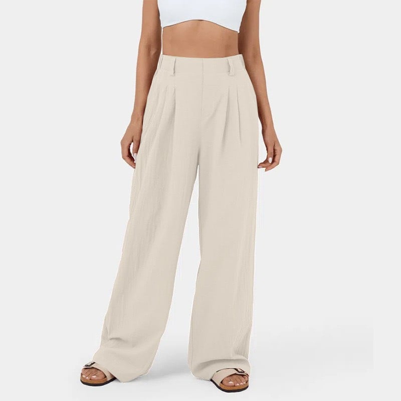 High Waisted Plicated Side Pocket Wide Leg Waffle Casual Pants(buy 2 free shipping)