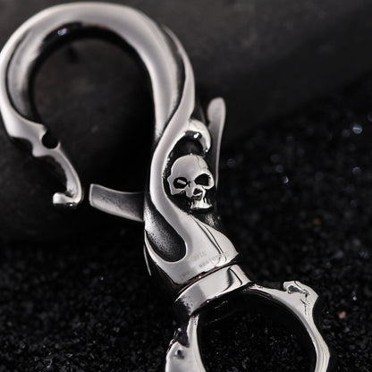 Stainless Steel Punk Skull Carabiner Keychain