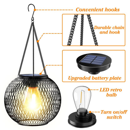 Solar Outdoor Lights Upgraded Hanging Lantern