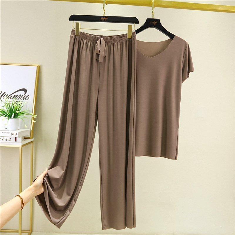 2024 New Design Soft and comfortable ice silk short-sleeved T-shirt two-piece set