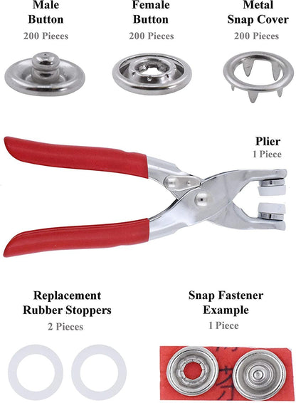 Metal Snap Buttons with Fastener Pliers Press Tool Kit