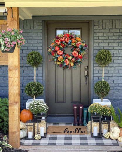 🔥Last Day 49% OFF🔥Fall Peony and Pumpkin Wreath - Year Round Wreath