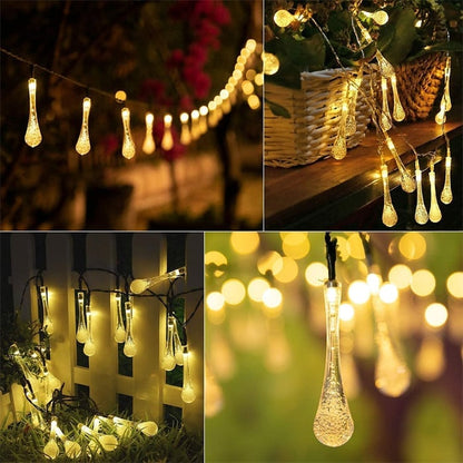 🌟8 Modes Solar Water Drop String Lights - 💐For Indoor Outdoor Decoration