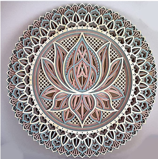 🎁-Lotus Flower Elegant Wooden Mandala