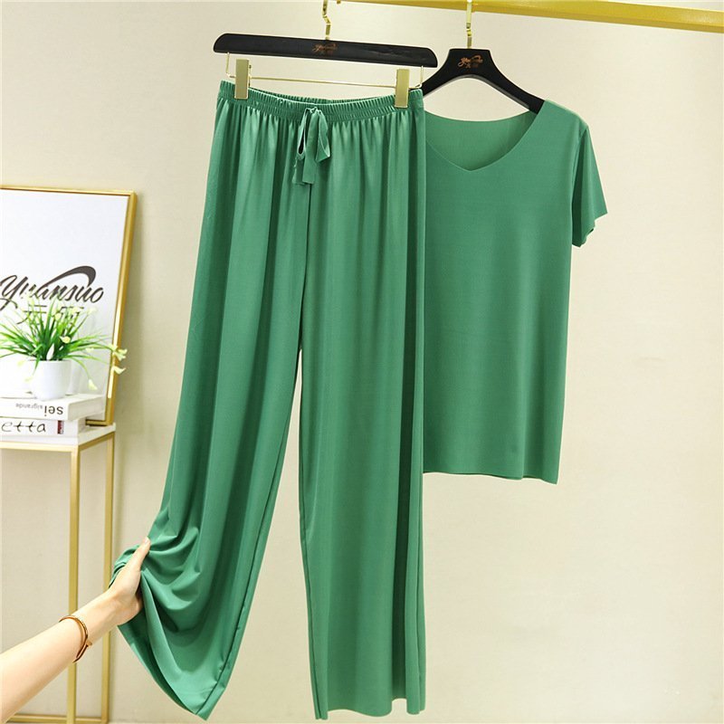 2024 New Design Soft and comfortable ice silk short-sleeved T-shirt two-piece set