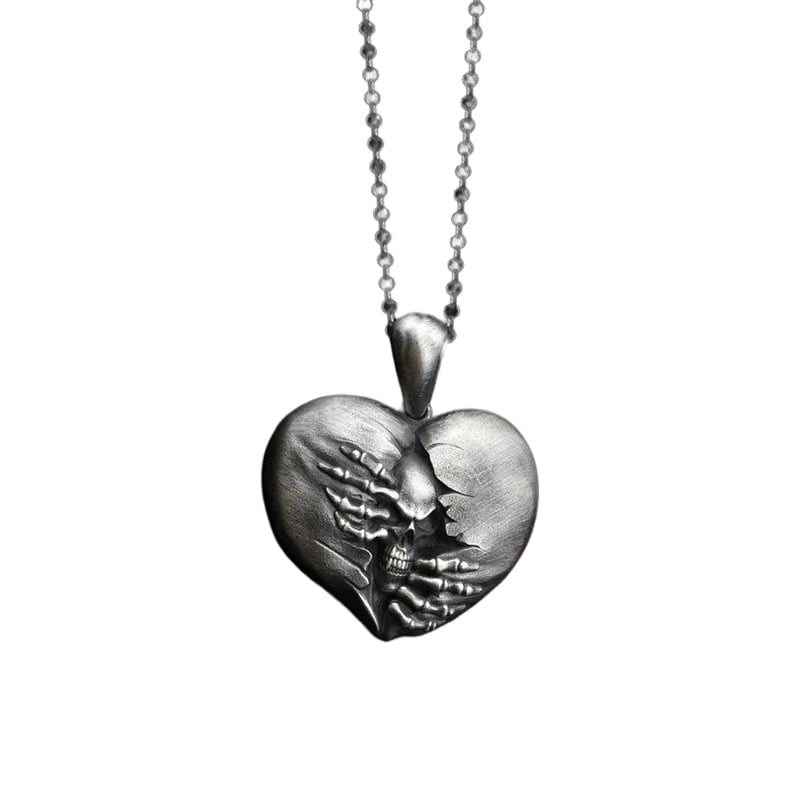 Heart of Hell Ripped Skull Necklace