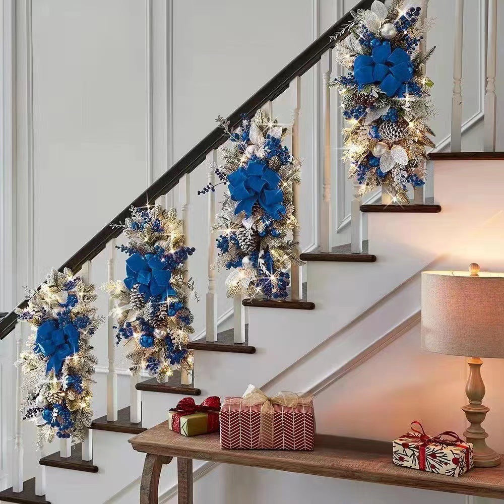 Christmas staircase decoration wreaths