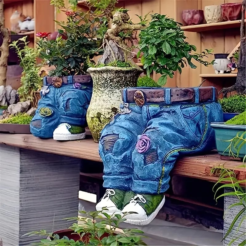 Creative flower pot jeans resin material