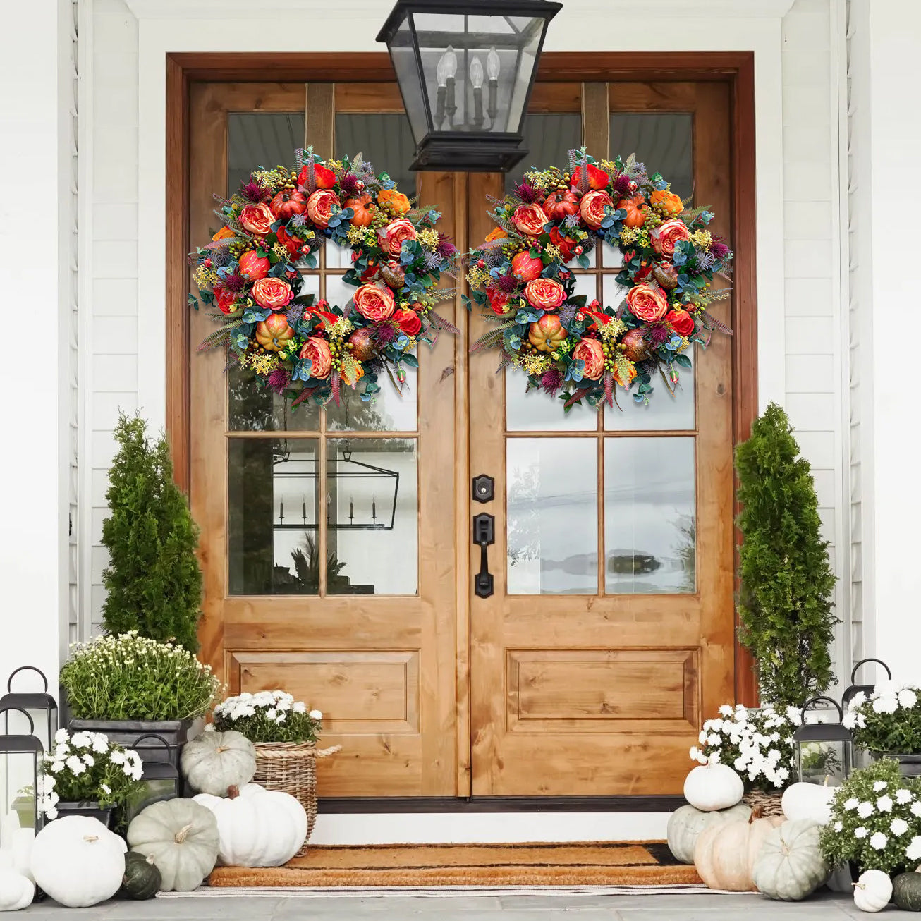 🔥Last Day 49% OFF🔥Fall Peony and Pumpkin Wreath - Year Round Wreath