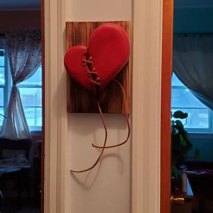 ❤️‍🔥Wood Heart on Steel Pedestal Art Piece | Handmade